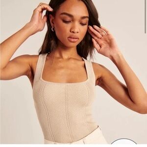 Abercrombie & Fitch Cream Fitted Ribbed Tank Top